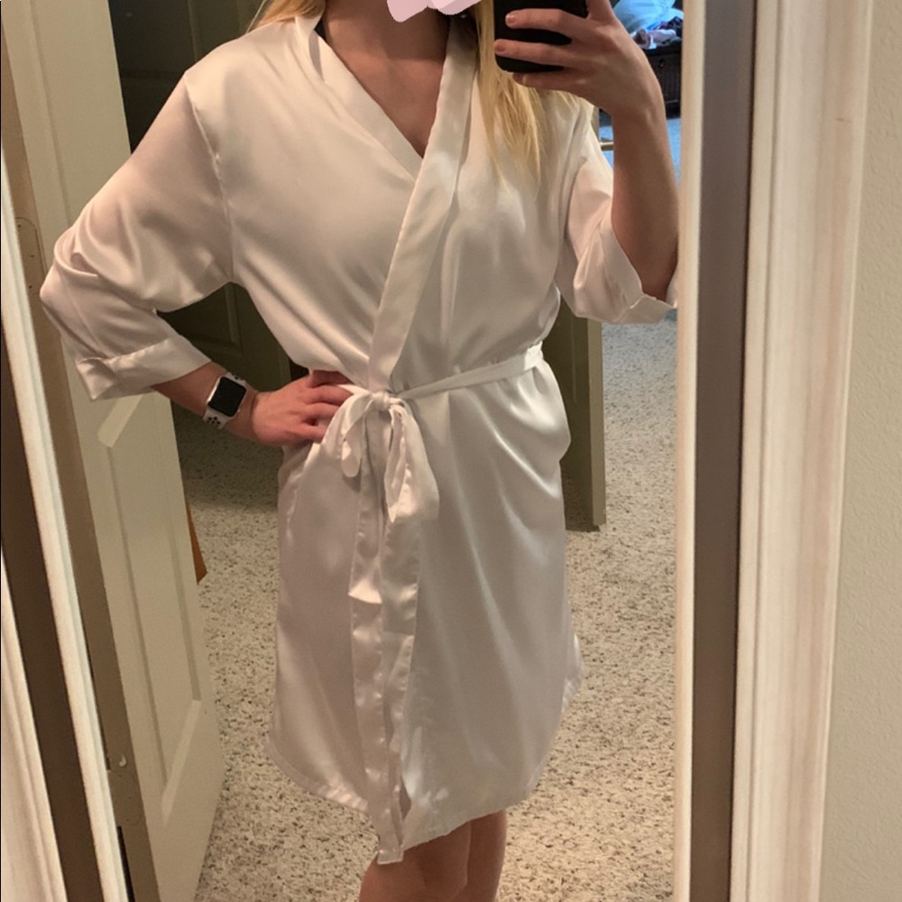 White satin bridal robe